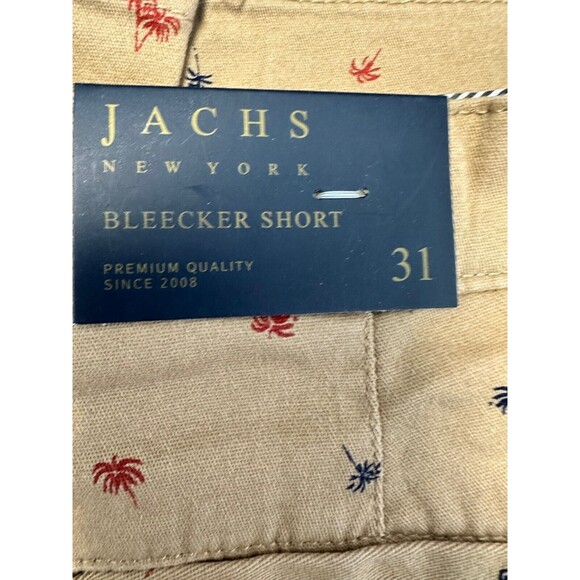 Jachs NY Shorts Mens 31 Bleecker Tan Palm Tree Flat Front Chino Beachy Resort - Picture 4 of 6